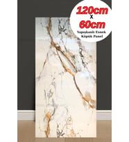 60cmx120cm Naturel Toprak Mermer Desenli Yapışkanlı Mutfak Banyo Köpük Duvar Paneli Kağıdı TX-016 (Kahverengi)