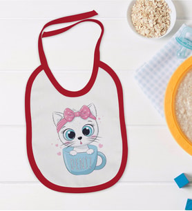 BK Kids Kişiye Özel İsimli Kırmızı Bebek Mama Önlüğü-5
