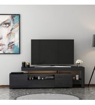 T0014 Led Işıklı, Raflı Tv Sehpası, Tv Ünitesi (Siyah)