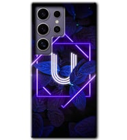 Galaxy S24 Ultra Kılıf HD Desen Baskılı Kılıf - Dark Neon Yaprak U Harfi