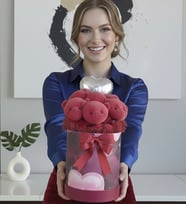 Sevgiliye Kıza Premium 6’lı Kırmızı Ayıcık Buketi  Kalpli Balonlu Romantik Özel Hediye Kutusunda Hediye