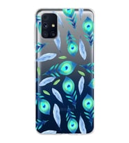 PrintiFy Samsung Galaxy M31s ile Uyumlu 1mm Slim Fit Nazar Boncuğu 3 Baskılı Şeffaf  Kılıf