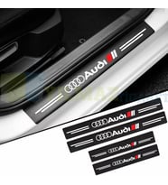 Audi S Line Logo Karbon Kapı Eşiği Oto Sticker Etiket Yapıştırma Araba Çıkartma 4 Parça