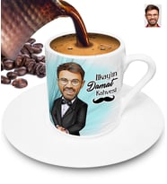 Damat Kahvesi Kişiye Özel Karikatürlü Türk Kahvesi Fincanı (Beyaz)