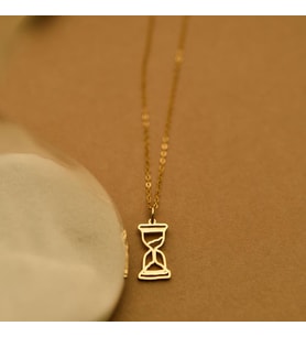 Kişiye Özel Minimalist Tasarım Kum Saati Kolye 925K Gümüş (Gold)