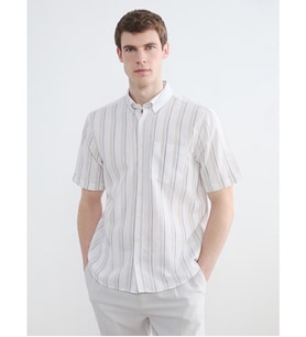 LCWAIKIKI Classic Bej Regular Fit Armürlü Erkek Gömlek