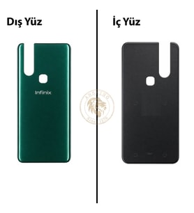 Infinix S5 Pro Yeşil Uyumlu Arka Kapak Arka Cam Batarya Pil Kapağı Lazer Kesim Back Cover