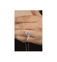 925 Ayar Rose Zirkon Kelebek Gümüş Kolye