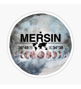 Mersin ve Ay Gps Harita Sticker Oto Araba Yapıştırma 15CM yazı 284