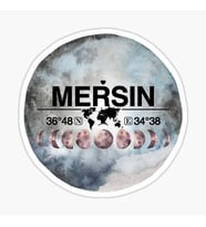 Mersin ve Ay Gps Harita Sticker Oto Araba Yapıştırma 15CM yazı 284