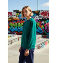 Kadın Moda Şık Oversize Bisiklet Yaka Düşük Kol Uzun Rahat Kalıp Basic Reglan Kol Örme Sweatshirt