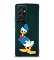 Samsung Galaxy S21 Ultra Soft Premier Kapak Donald Duck-D Tasarımlı Silikon Kılıf - Yeşil (Şeffaf)