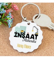 İsme Özel İnşaat Mühendisi Papatya Anahtarlık