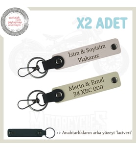 Hediye Arayanlara Profesyonel Çözüm – 2’li Deri Anahtarlık Plaka & İsim Yazılı, Pudra-S Kahve-Laci (Çok Renkli)