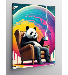 Kanvas Tablo Koltuğunda Oturan Panda