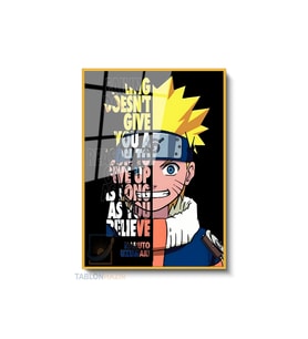 Dikey Çerçeveli Cam Naruto1 Modern Ev Dekoru Duvar Sanatı Ev Ofis Tablosu (Altın)