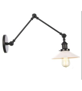 RİOLIGHT RETRO,VİNTAGE,SİYAH GÖVDE HAREKETLİ BEYAZ BAŞLIK AKROBAT DUVAR APLİK OKUMA LAMBASI ÇAP:23CM