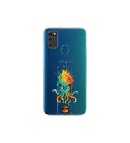 Samsung Galaxy M21 ile uyumlu Splash ahtapot tasarımlı şeffaf silikon kılıf