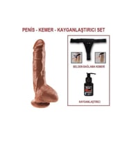 25 cm Belden Bağlamalı Realistik Vantuzlu Melez Dildo Penis