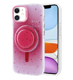 iPhone 11 Kılıf Magsafe Şarj Özellikli Tak-Çıkar Pop Soketli Tiktok Kapak (Pembe)