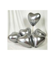 Balonevi 12" Krom Kalp Silver 12 İnç Kalp Şekilli Gümüş Balon (50 Li Paket)