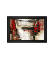 Soyut Şekiller Motifli Kanvas Tablo 80 x 110 cm Siyah Çerçeve