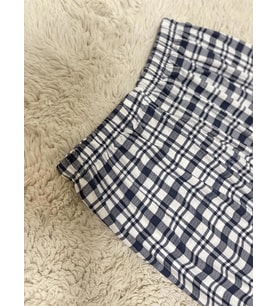 Erkek Pamuklu Cepsiz Ekose Desenli Pijama Altı Eşofman Süp Lacivert Beyaz