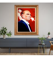Altın Paspartulu Atatürk  Çerçeveli Tablo C40 (Gold)