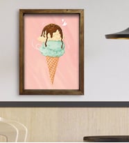 BK Gift Cafe & Bar & Restaurant Konseptli Doğal Masif Ahşap Çerçeveli Tablo 45x65cm-91