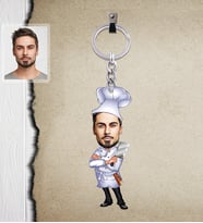 Kişiye Özel Kasap Karikatürlü  Ahşap Anahtarlık Bay-1-Eco