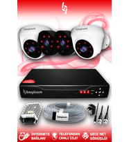 BAYICAM 4 Kameralı Uzay 2 İç Kamera Set HDD'siz Full HD Gece Görüşlü Güvenlik Kamerası Sistemi