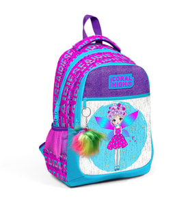 Coral High Kids Pembe Mavi Peri Desenli Simli Üç Bölmeli Okul Sırt Çantası 23484
