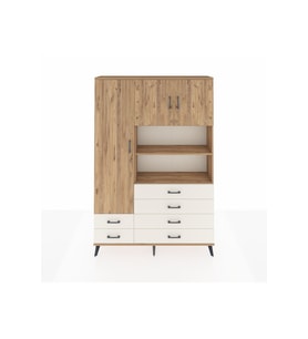 Arges Dolap 8 Raflı 6 Çekmeceli 3 Kapaklı 132x30x195 Çam-Çam/Aytaşı