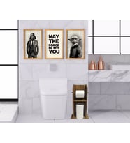 BK Home Doğal Masif Ahşap Tuvalet Kağıtlığı ve Dekoratif 3’lü Retro Ahşap Tablo-8 (Beyaz)