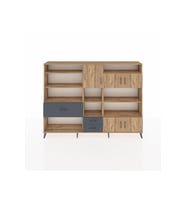 Arges Dolap 13 Raflı 3 Çekmeceli 5 Kapaklı 220x30x163 Çam-Çam/Antrasit