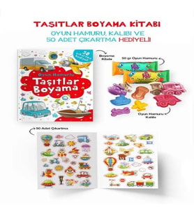 Taşıtlar Boyama Kitabı - Oyun Hamurlu - 3 Yaş +