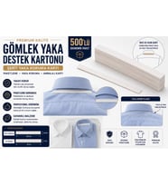 Premium Gömlek Yaka Destek Kartonu 2,5x34,5 cm 500'lü Gömlek Paketleme, Yaka Koruma ve Ambalaj Kartı