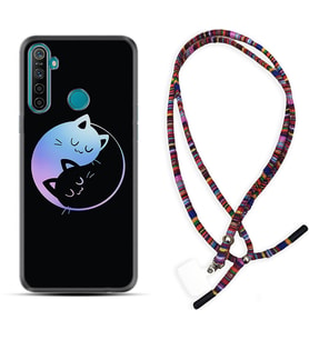 Realme 5i 5 Pro 6i 7 Pro 8 Kılıf Boyun Asklı Rasta Silikon Love Cats 1604