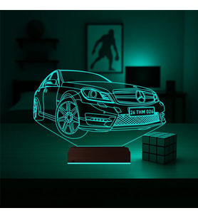 Luvivia Araba Mercedes Tasarım Kişiye Özel 3D Lamba - Masa Gece Lambası