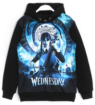 Kız Çocuk Wednesday Addams 3 İp Şardonlu Kışlık Kapüşonlu 3d Baskılı Hoodie Sweatshirt