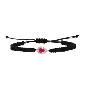 Rose Gümüş Ruby Renkli Taşlı İp Bileklik
