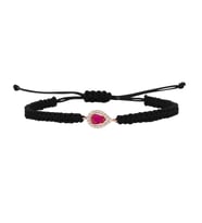 Rose Gümüş Ruby Renkli Taşlı İp Bileklik