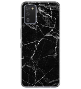 Kılıfland Samsung Galaxy A02S Kılıf Desenli Silikon Resimli Kapak Fragile Black Mermer Kılıf 1378