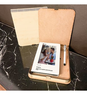 Instagram Fotoğraflı Ahşap Kutulu Defter Kalem Set