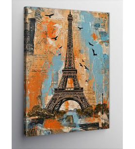 Kanvas Tablo Eiffel Kulesi Ve Renkli Desenler