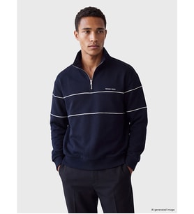 LCW Vision Lacivert Dik Yaka Baskılı Erkek Kalın Sweatshirt