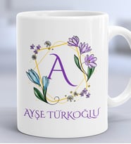 Kişiye Özel A Harfli Hediye Kupa Bardak İsim Soyisim Yazılı (Beyaz)