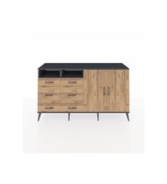 Kronos Konsol 4 Raflı 6 Çekmeceli 2 Kapaklı 176x59x99 Antrasit-Çam