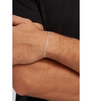 3mm Gurmet 925 Ayar Gümüş Erkek Zincir Bileklik Veb-5019