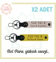 Pudra-Sarı, Kişiselleşmiş 2'li Anahtarlık Set, Enerji Dolu Özel Hediye, 520 741 8 Bolluk Ve Huzur